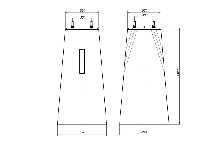 Фундамент усиленный для светофоров с наклонной лестницей ФС 150х77 15379-00-00