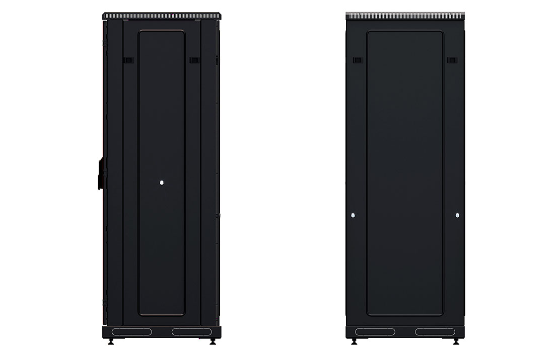 Шкаф телекоммуникационный напольный 19", 27U(600x600), ШТ-НП-М-27U-600-600-С-Ч, передняя дверь стекло, черный ССД