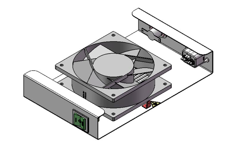 Вентиляторный модуль потолочный для ШКТ-НВ/НВ2-6U, 1 вентилятор с термодатчиком без шнура питания 35С ВМ-1П ССД