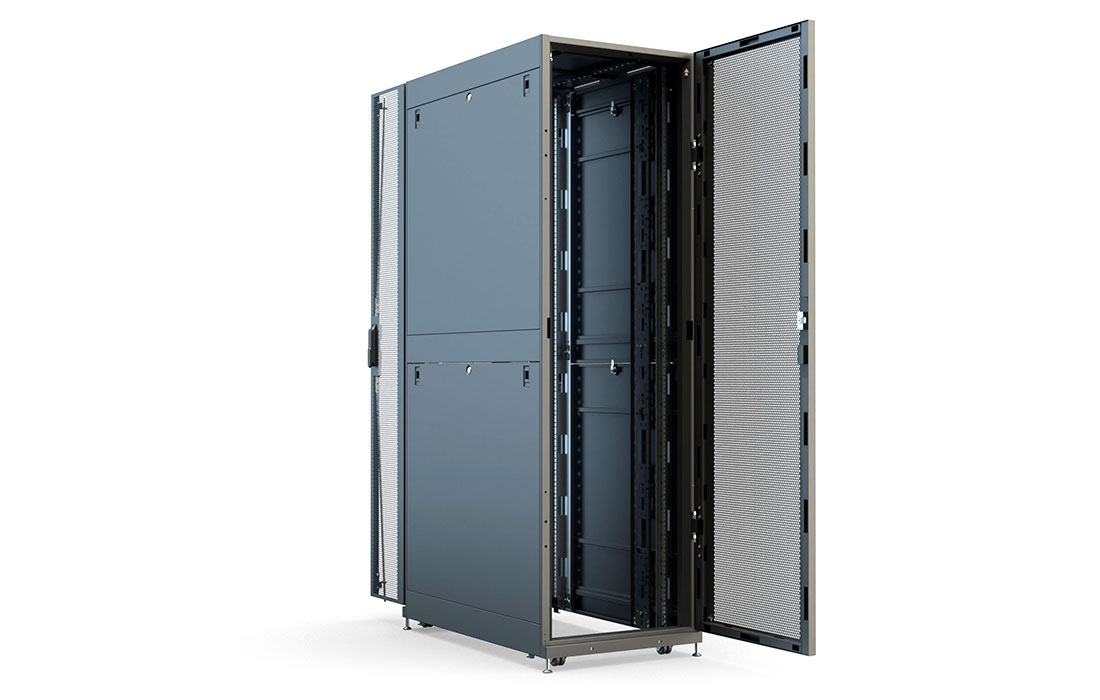 Шкаф телеком. напольный серверный ЦОД 19",45U(600x1200) , ШТ-НП-СЦД-45U-600-1200-П2П передняя дверь перфорированная,задняя перф.двойная. RAL9005