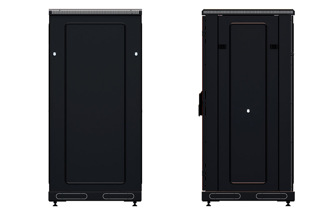 Шкаф телекоммуникационный напольный 19", 24U(800x800), ШТ-НП-М-24U-800-800-М-Ч, передняя дверь металл, черный ССД