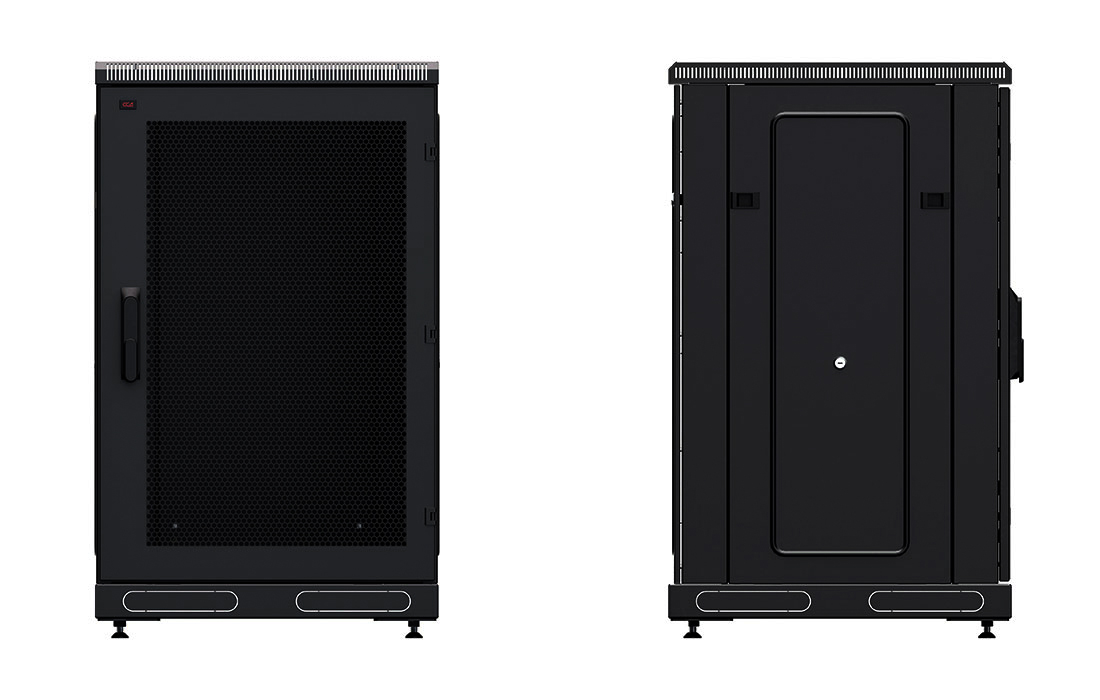 Шкаф телекоммуникационный напольный 19",18U(800x800), ШТ-НП-М-18U-800-800-П-Ч, передняя дверь перфорация, черный ССД